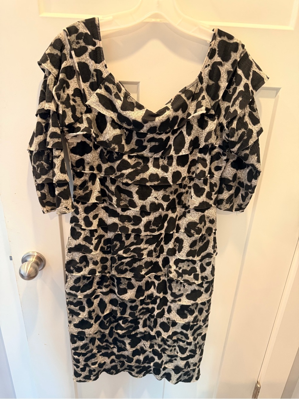 Frank Lyman Design Animal Print Ruffle Cocktail Dress Size 10